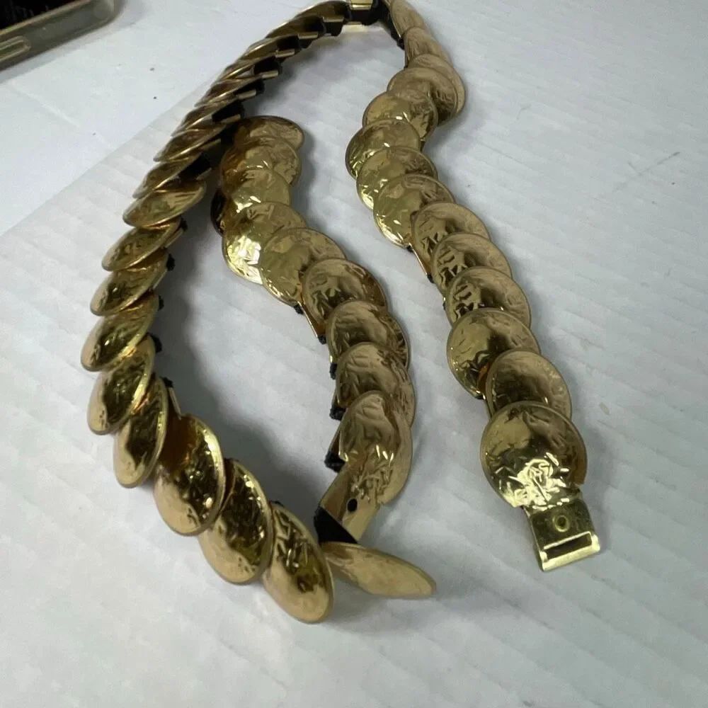 VTG coin belt stretch gold colored.